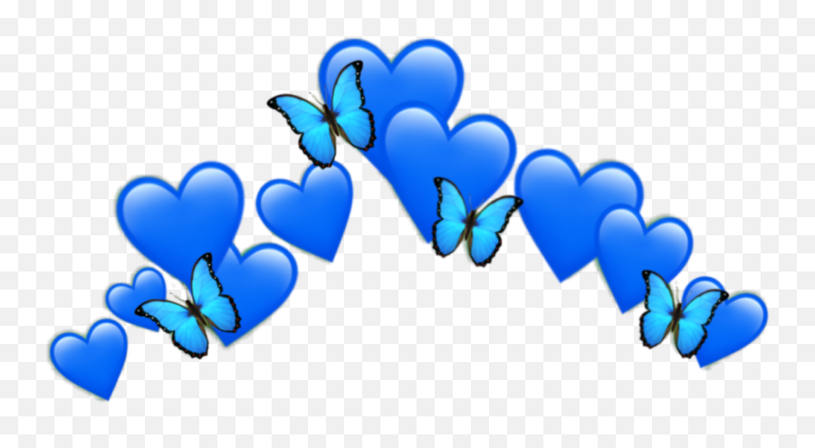 Heart Butterfly Emoji Crown Blue Ftestickers Freetoedit - Emoji Cloud Crown Transparnet,Blue Balloon Emoji