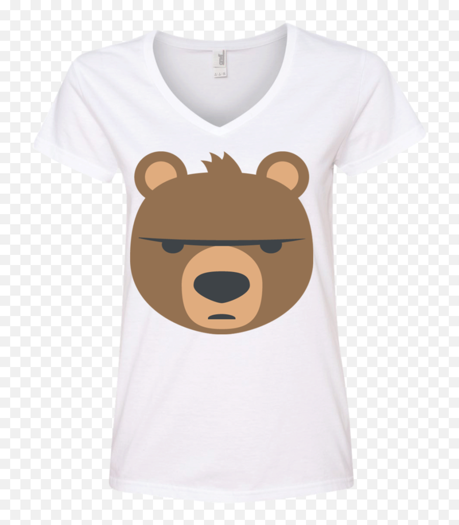 Download Big Bear Emoji Ladies V Neck T Shirt - Cartoon,Shirt Emoji