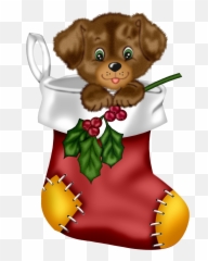 Christmas Puppy Clipart - Cute Stockings Emoji