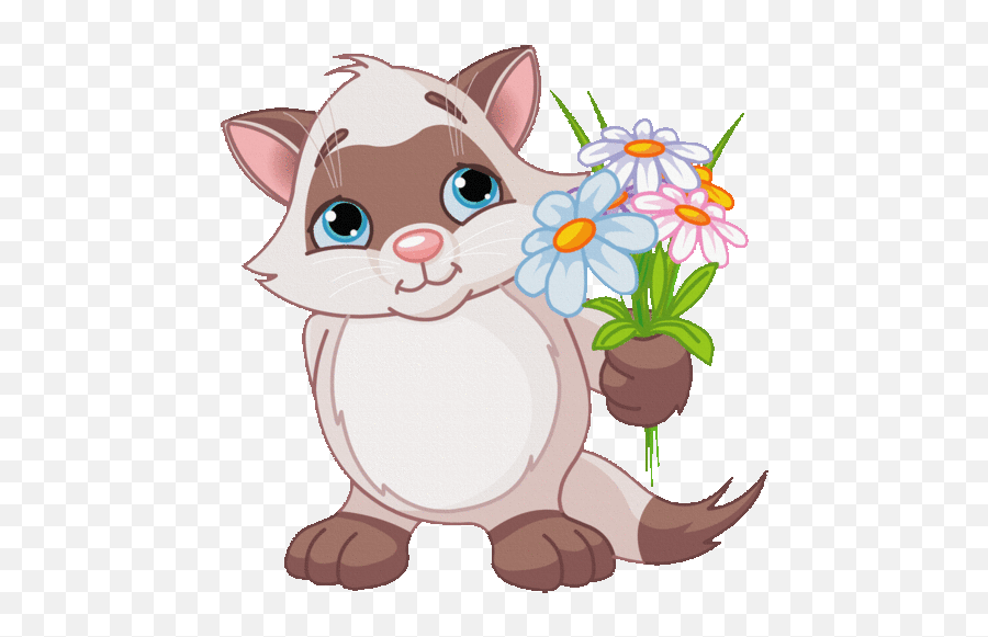 Happy Spring Berni - Cat Cute Vector Png Emoji,Kitten Emoticons