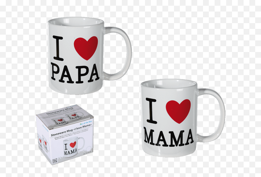 The White Porcelain Mug With Writing I Love Mama Or Papa - Serveware Emoji,Emoji Mugs