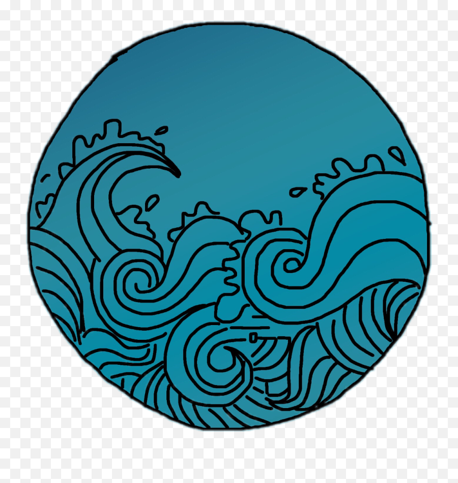 Doodles Sketched Blue Wave Sticker - Simple Drawing In A Circle Emoji,Blue Wave Emoji