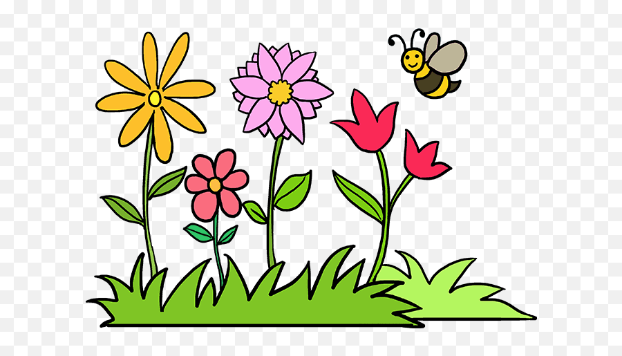 How To Draw A Flower Garden - Flower Garden Easy Drawing Emoji,Gardening Emoji