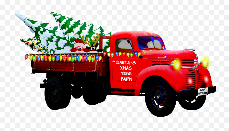 Christmas Truck Pick Up Christmas - Truck With Christmas Tree Transparent Png Emoji,Pickup Truck Emoji
