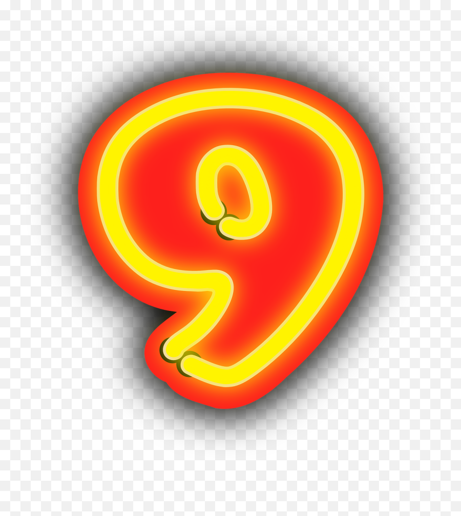Nine 9 Number Neon Numeral - Number 9 Clipart Emoji,On Cloud Nine Emoji