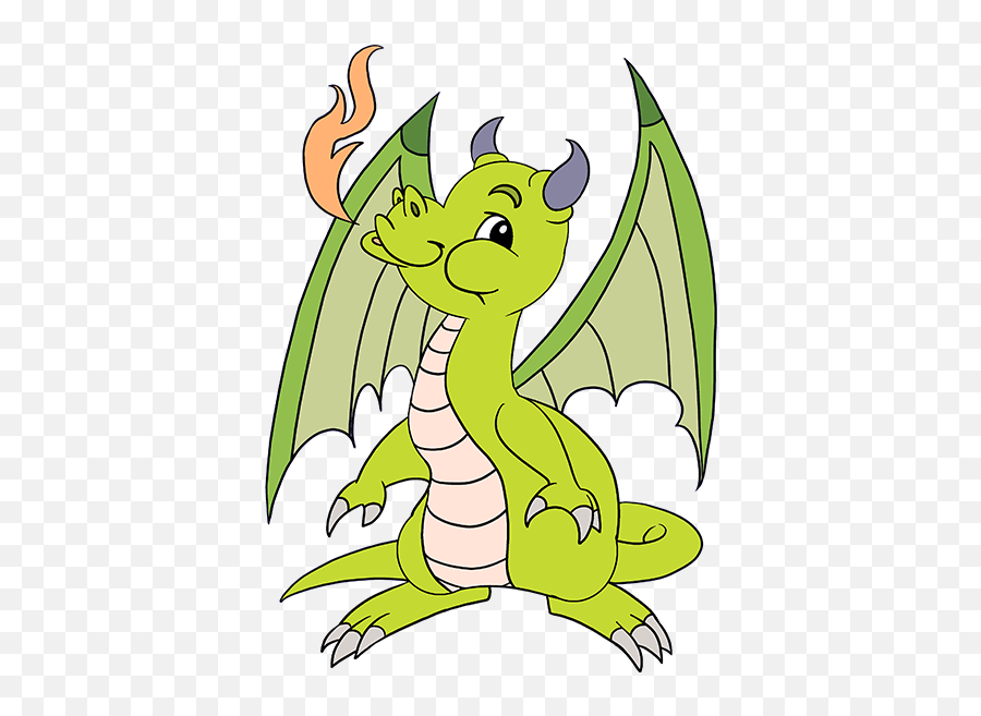 50 Best Dragon Drawing Tutorials - Easy Dragon Clip Art Emoji,Green Snake Emoji Meaning