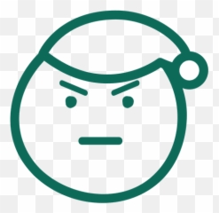 Frown Santa Claus Hat Face Green Stroke Emoticon 19 - Emoticon Emoji,Wreath Emoji