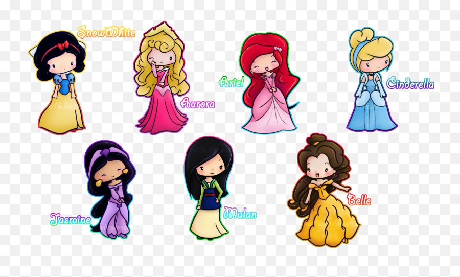 Disney Princesses Chibi - Disney Princess Cute Drawings Emoji,Disney Princess Emoji