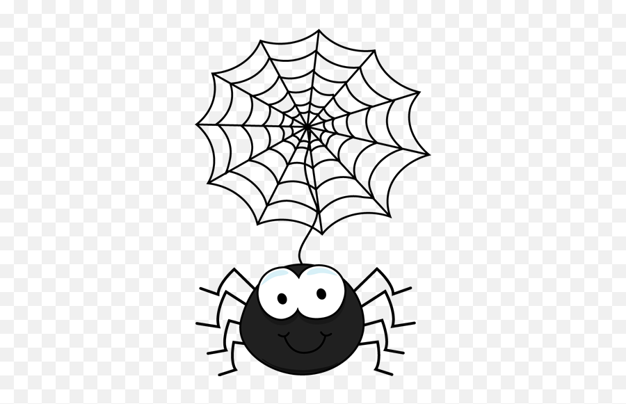 Spiders Dangling From Web - Cute Spider In Web Clipart Emoji,Spider Web Emoji
