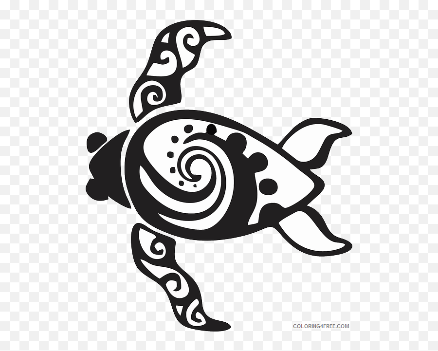 Turtle Silhouette Coloring Pages Sea Turtle Silhouette Bfree - Turtle With Swirls On Shell Emoji,Turtle Emoji