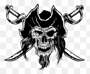 Drawn Pirate Skull - Vector Calavera Pirata Png Emoji,Skull Gun Knife Emoji