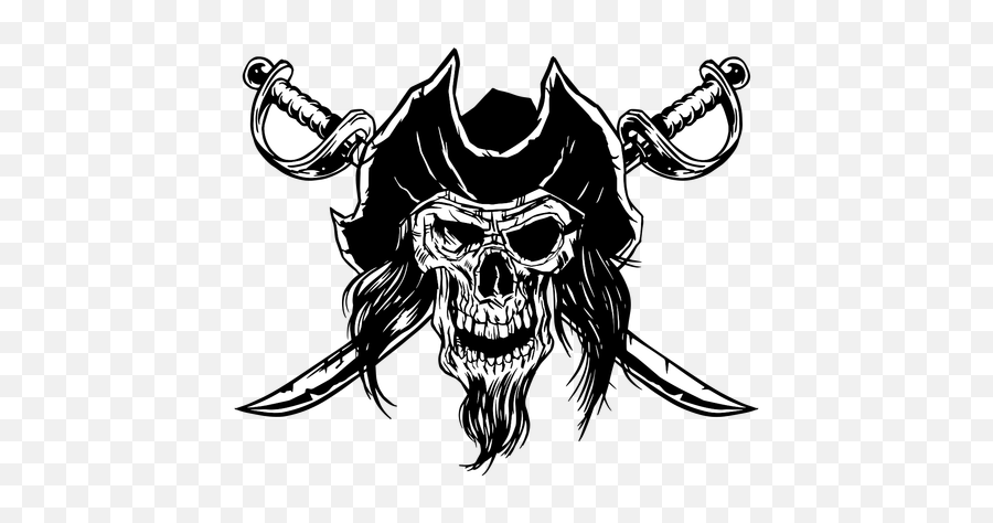 Drawn Pirate Skull - Vector Calavera Pirata Png Emoji,Skull Gun Knife Emoji