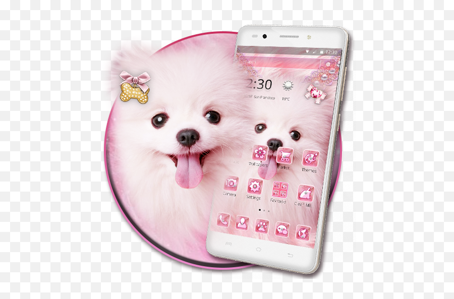 Pink Cute Puppy Theme U2013 Apps On Google Play - Smartphone Emoji,Pomeranian Emoji
