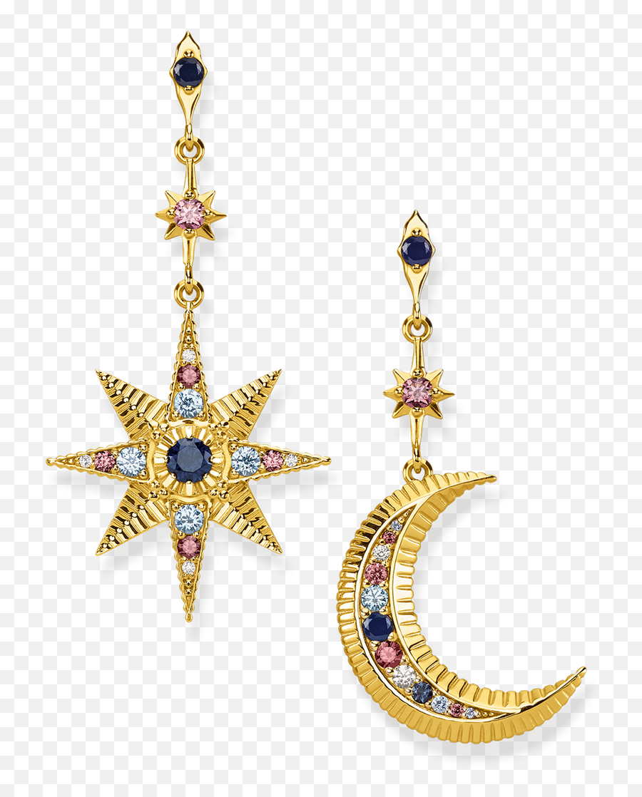 The Stars - Thomas Sabo Moon Earring Emoji,Laughing Emoji Necklace