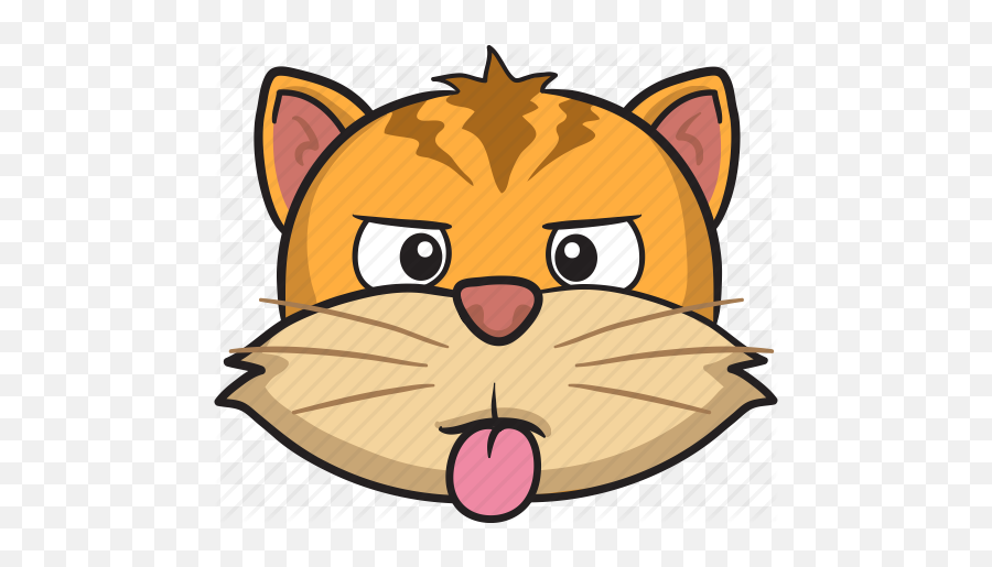 Smiley Cat Face - Cartoon Cat Sticking Tongue Out Emoji,Cat Faces Emoticons