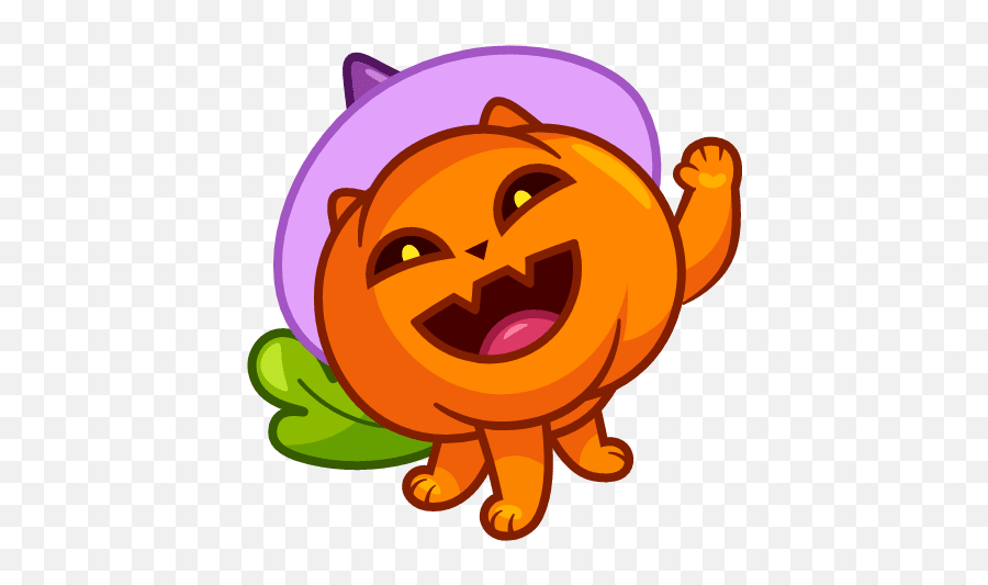 Pumpkin Catu201d Animated Sticker Set For Telegram - Happy Emoji,Pumpkin Emoticon