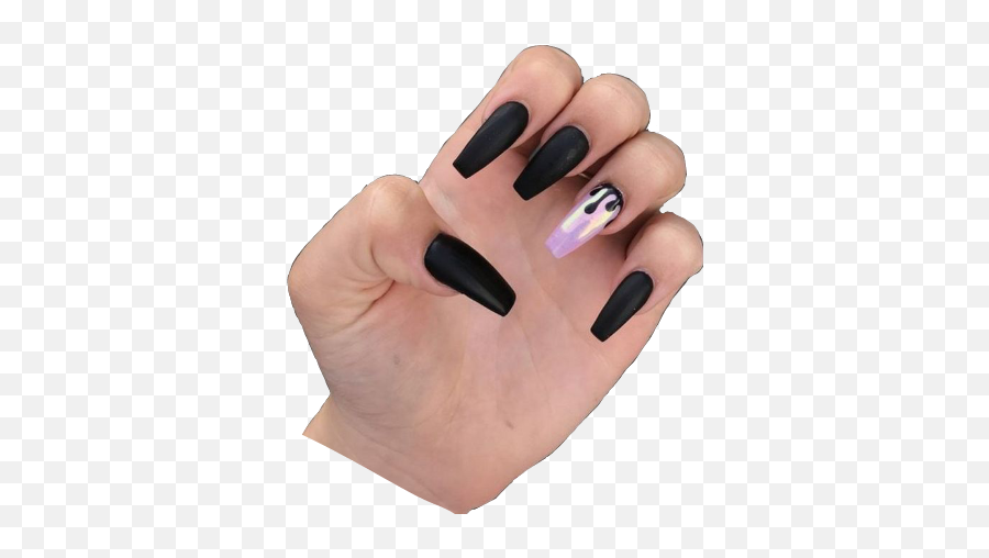 Asthetic Nails Black Holografic - Popular Acrylic Nail Designs Coffin Emoji,Black Nails Emoji