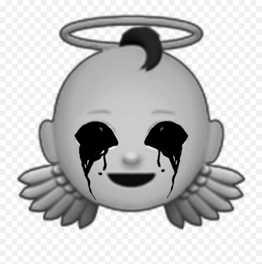 Blackgrayangelemojicryingbloodcreepysca - Illustration Emoji,Black Angel Emoji