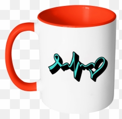 Teal Ribbon Heart Rate Pulse Monitor - Ovarian Cancer Emoji,Teal Ribbon Emoji