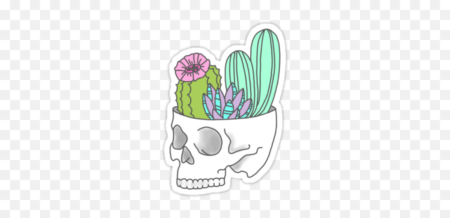 Tumblr Stickers - Skull Cactus Drawing Emoji,Succulent Emoji