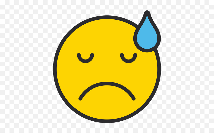 Downcast Face With Sweat Emoji Icon Of Colored Outline Style - Smiley,Sweat Emoji
