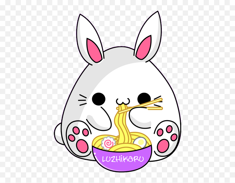 Top Ramen Noodle Recipes Stickers For Android Ios - Bunny Eating Noodles Gif Emoji,Ramen Emoji