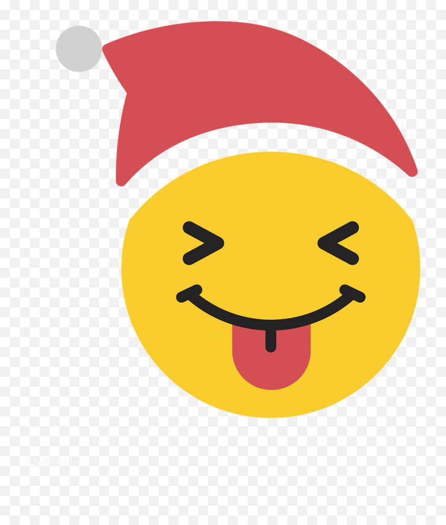 Download Premium Png Of Round Yellow Santa Face With Tongue Emoticon On - Santa Emoji Transparent Background,Emoji With Tongue Out