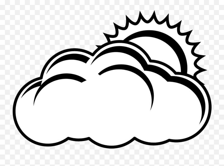Free Atmospheric Atmosphere Vectors - Sun And Clouds Clipart Black And White Emoji,Emoticons P