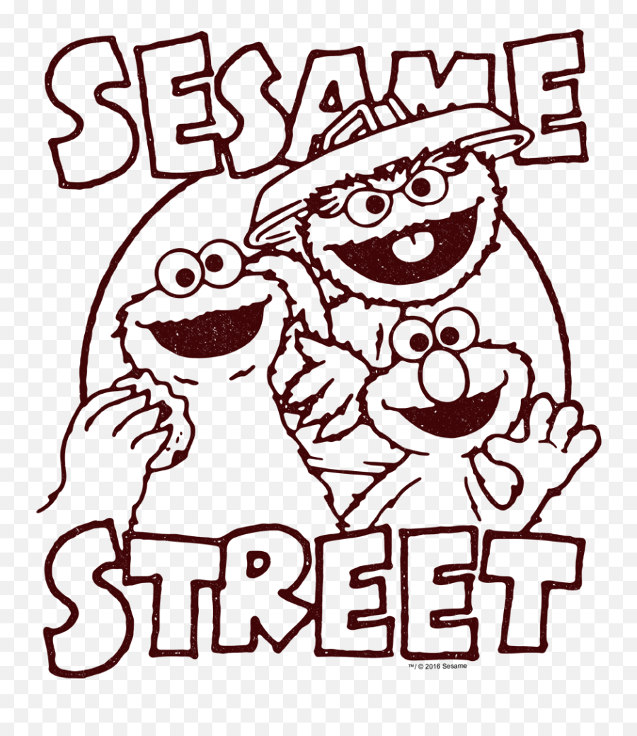 Sesame Street Group Crunch Menu0027s Long Sleeve T - Shirt Clip Art Emoji,Men's Emoji Shirt