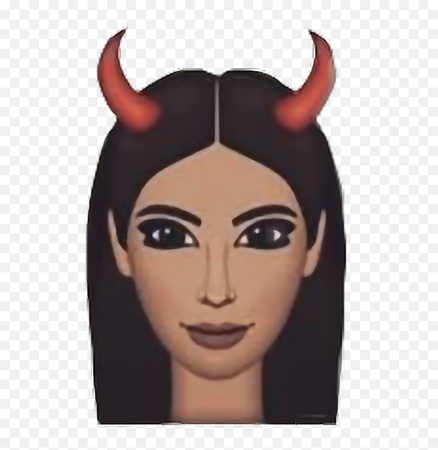 Kimkardashian Kimoji Emoji Evil Mischievous Ftestickers - Kim Kardashian Emoji Hair Flip,Mischievous Emoji