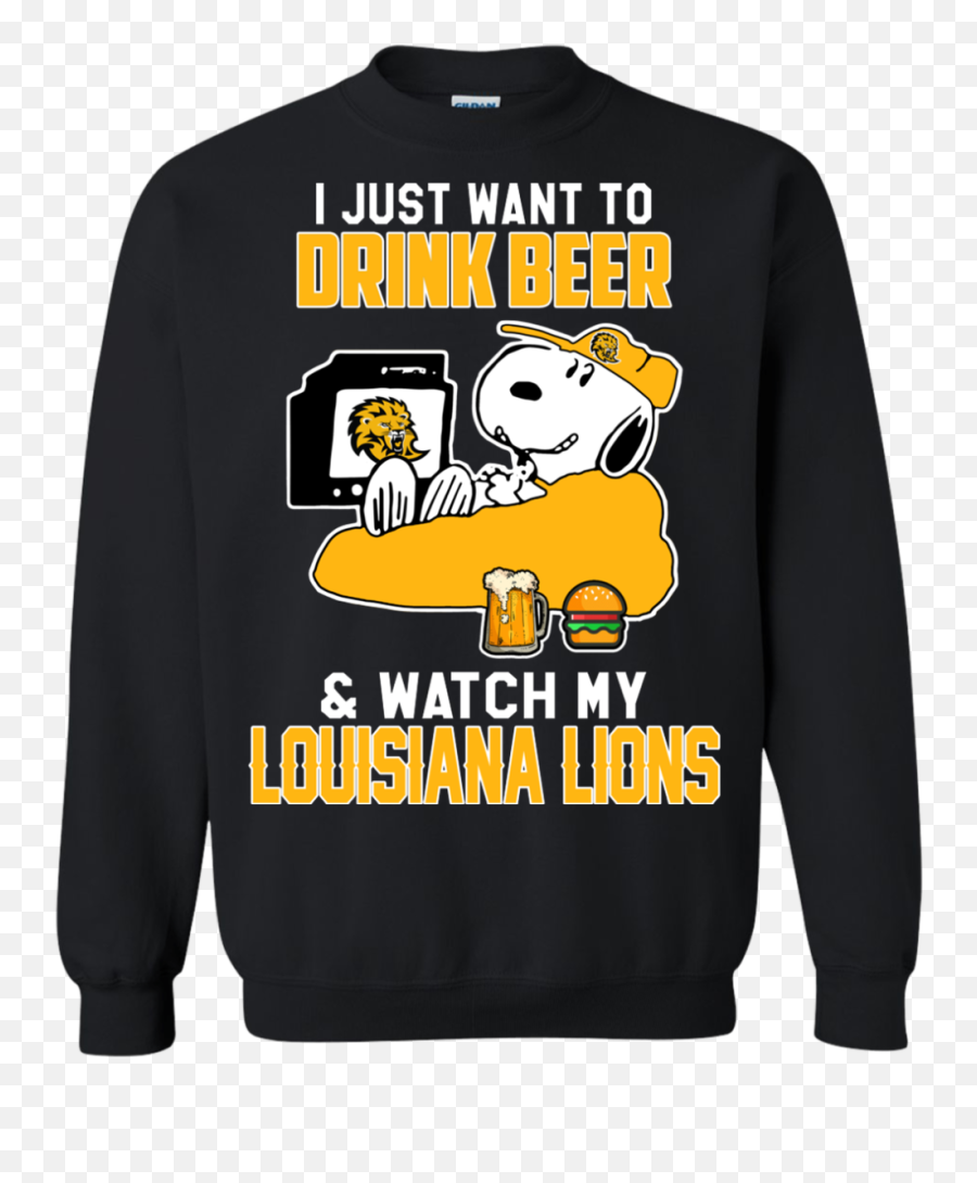 Southeastern Louisiana Lions Snoopy Shirts Just Want To Drink Beer U0026 Watch - Southeastern Louisiana University Emoji,100 Emoji Sweater