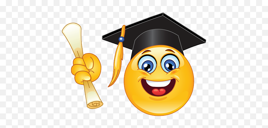 Download Hd Smiley Png - Graduation Emoticon Emoji,Emoticon Thumbs Up