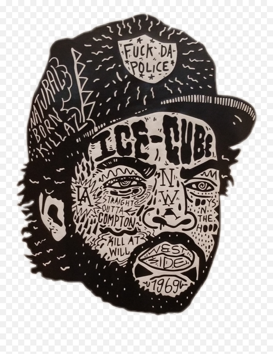 Icecube Rapper Rap Fuckthepolice Hiphop - Ice Cube Rap Png Emoji,Rapper Emoji App