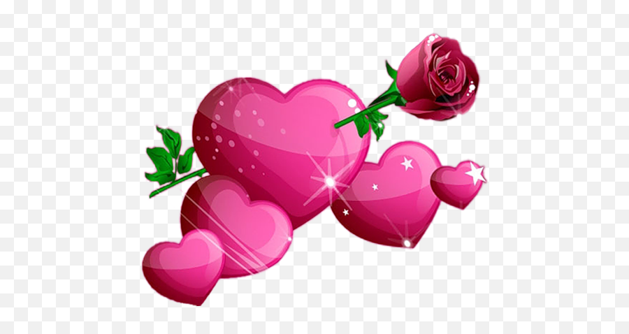 Pink Hearts With Single Rose - Single Heart Hd Png Emoji,Pink Heart Emojis