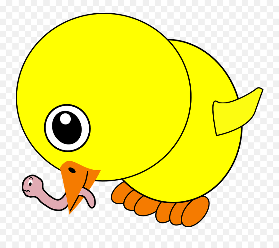 Chick Worm Eating - Gambar Ayam Kartun Makan Emoji,Emoji Early Bird