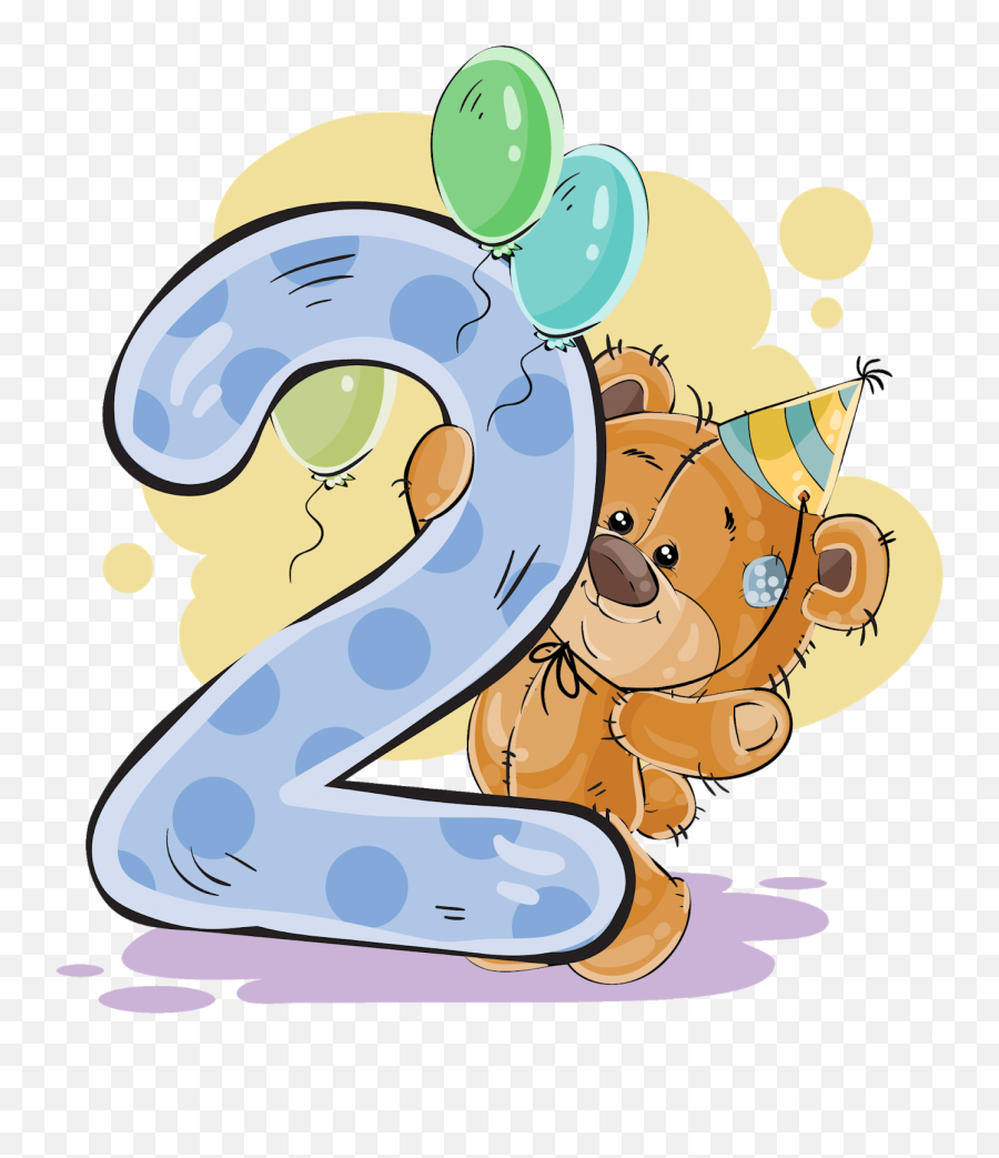 Números Con Osito Cumpleañero - Numbers With Teddy Birthday Bear Illustration Transparent Background Emoji,Bizcochos De Emoji