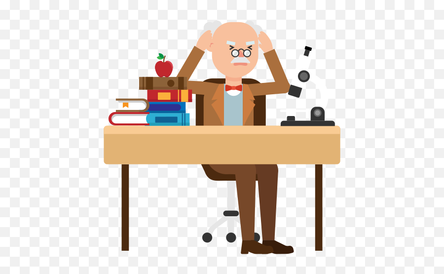 Professor Stressed At His Desk - Clip Art Emoji,Emotion Keyboard