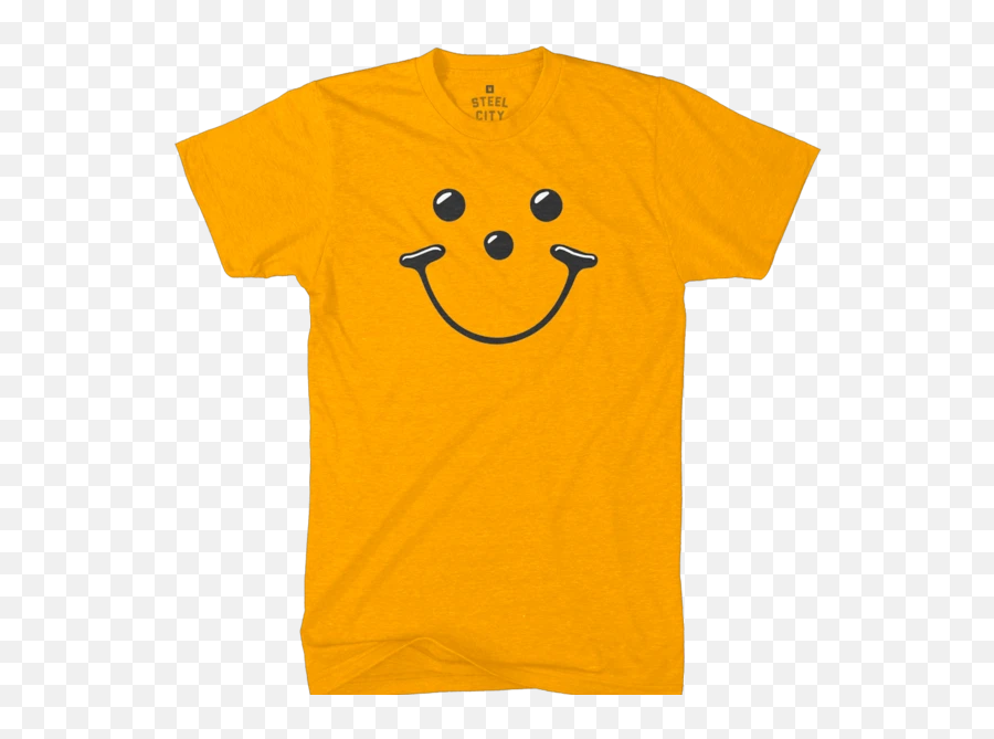 Smiley Cookie Face Gold T - Shirt Steel City Brand Smiley Emoji,Serious Face Emoticon
