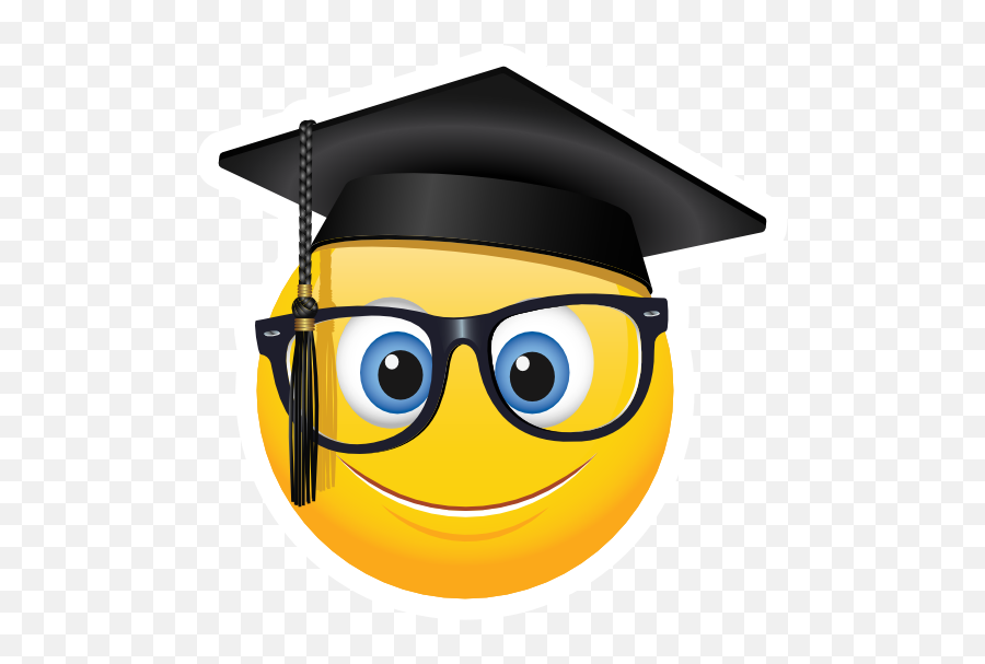 Cute Graduate With Glasses Emoji Sticker - Graduate Emoji Stickers,Sweden Flag Emoji