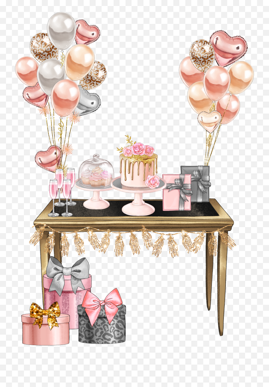 Happybirthday Caketable Table Balloons - Picsart Happy Birthday Cake Table Png Emoji,Emoji Party Table