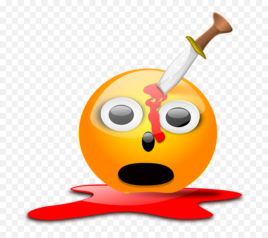 Smiley Murdered Stabbed - Stabbing Emoticon Emoji,Knife Emoji