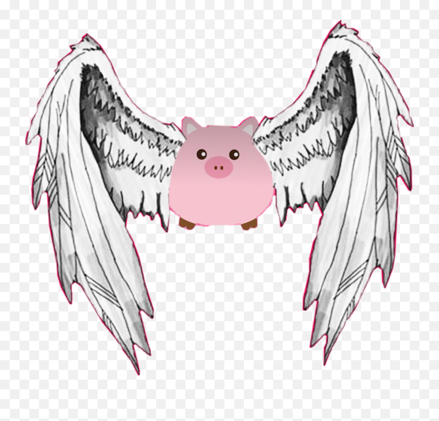 Pig Flying - Transparent Blue Angel Wings Emoji,Flying Pig Emoji
