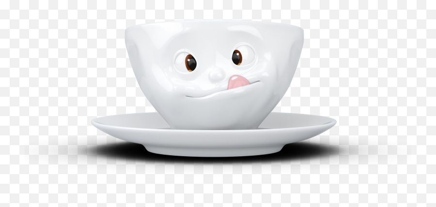 Coffee Cup Tasty With Colorful Eyes And Pink Tongue 200 - Fiftyeight Tassen Emoji,Licking Lips Emoticon