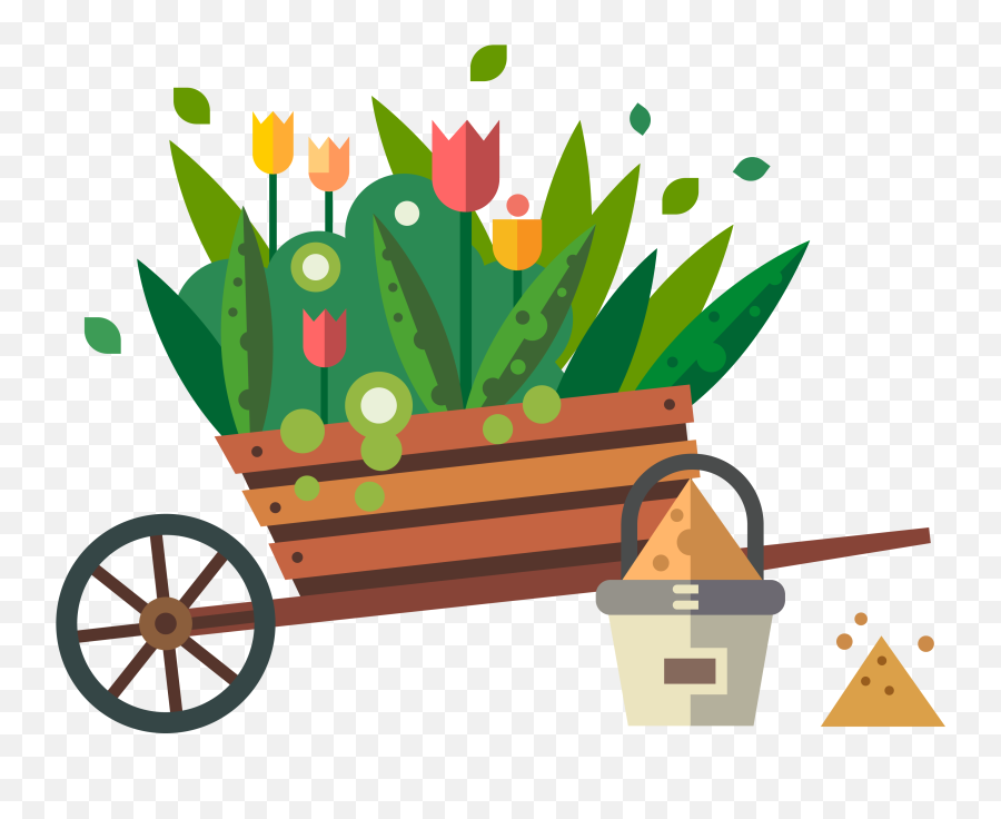 Clip Art Free Stock Garden Shipping Flowers Transprent - Flower Garden Cartoon Png Emoji,Garden Emoji