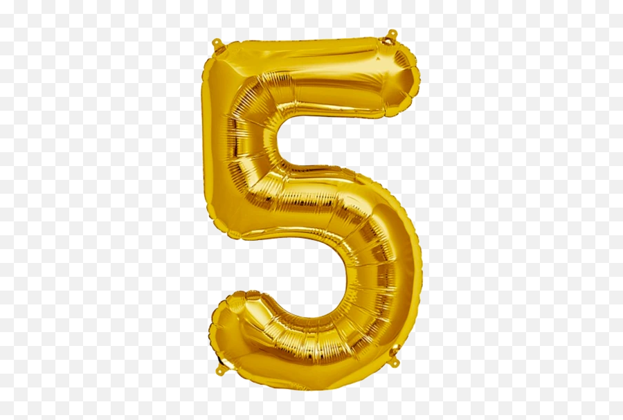 Number Five 5 Jumbo Gold Foil Balloon - Gold 5 Balloon Png Emoji,Emoji Stuff For Birthdays