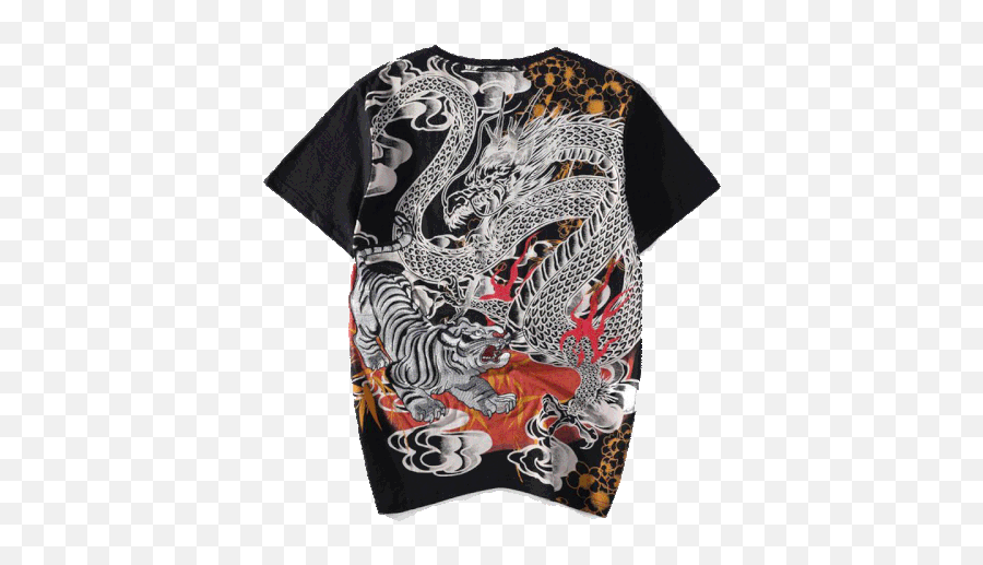 Otaku Japanese Streetwear Novmtl - Tiger Dragon T Shirt Emoji,Emoticons Shirt