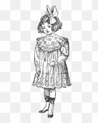 Vintage Ilistration Vintage Little Girl - Vintage Little Girl Tranpsarent Emoji,Water Gun Emoji Transparent