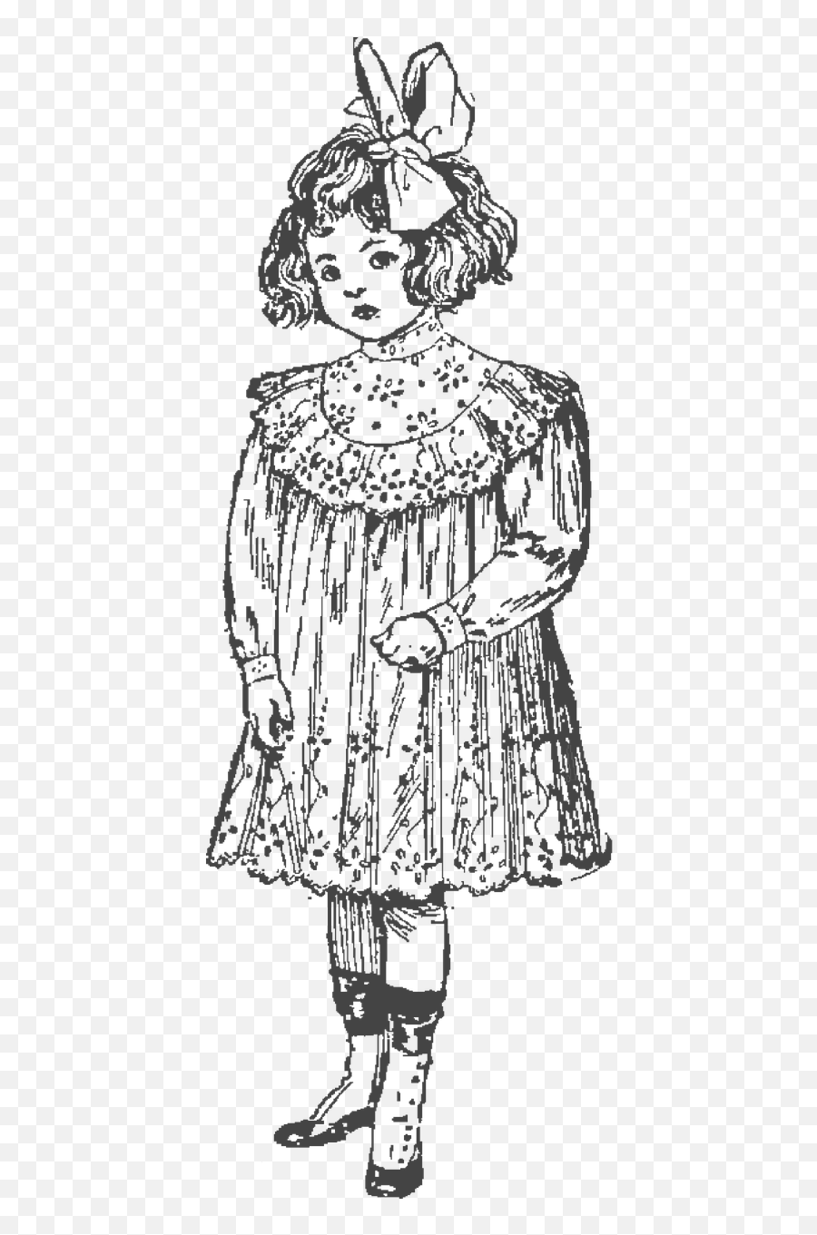 Vintage Ilistration Vintage Little Girl - Vintage Little Girl Tranpsarent Emoji,Water Gun Emoji Transparent