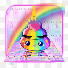 Cute Rainbow Unicorn Poop Keyboard - Party Hat Emoji