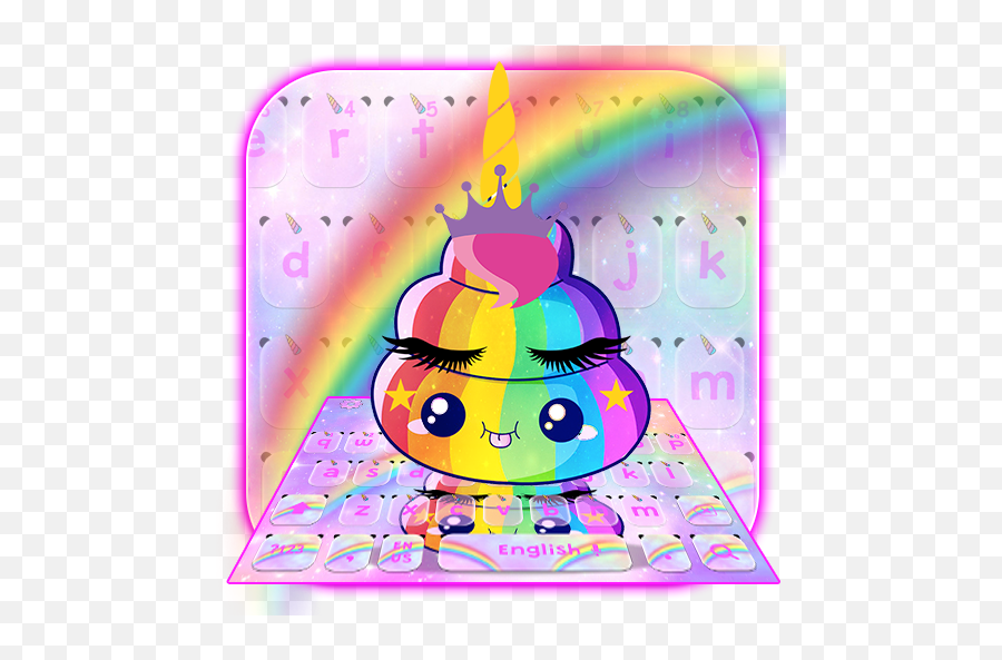Cute Rainbow Unicorn Poop Keyboard - Party Hat Emoji,Rainbow Unicorn Emoji